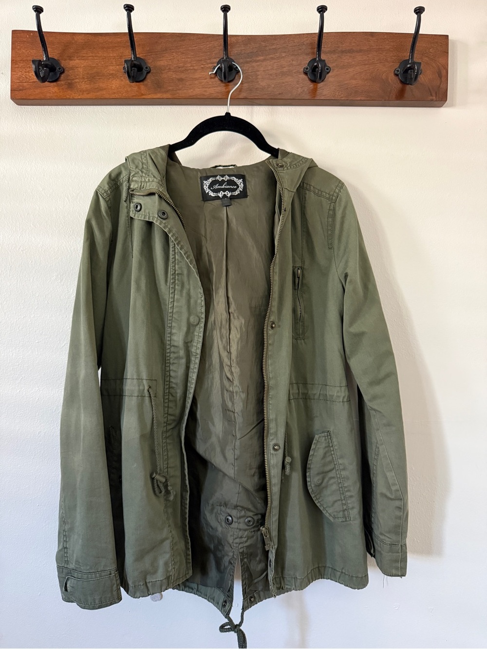 Ambiance Olive Green Utility Anorak Jacket